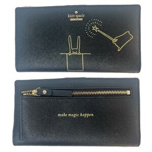 Kate Spade Make Magic Happen Rabbit Black Leather Rare Wallet